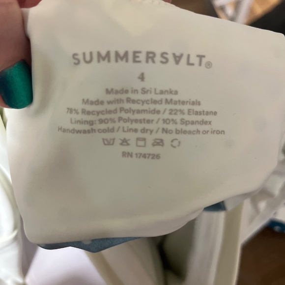 NWOT Summersalt ruffle oasis one piece swimsuit bathing suit teal and white dots - Picture 8 of 8